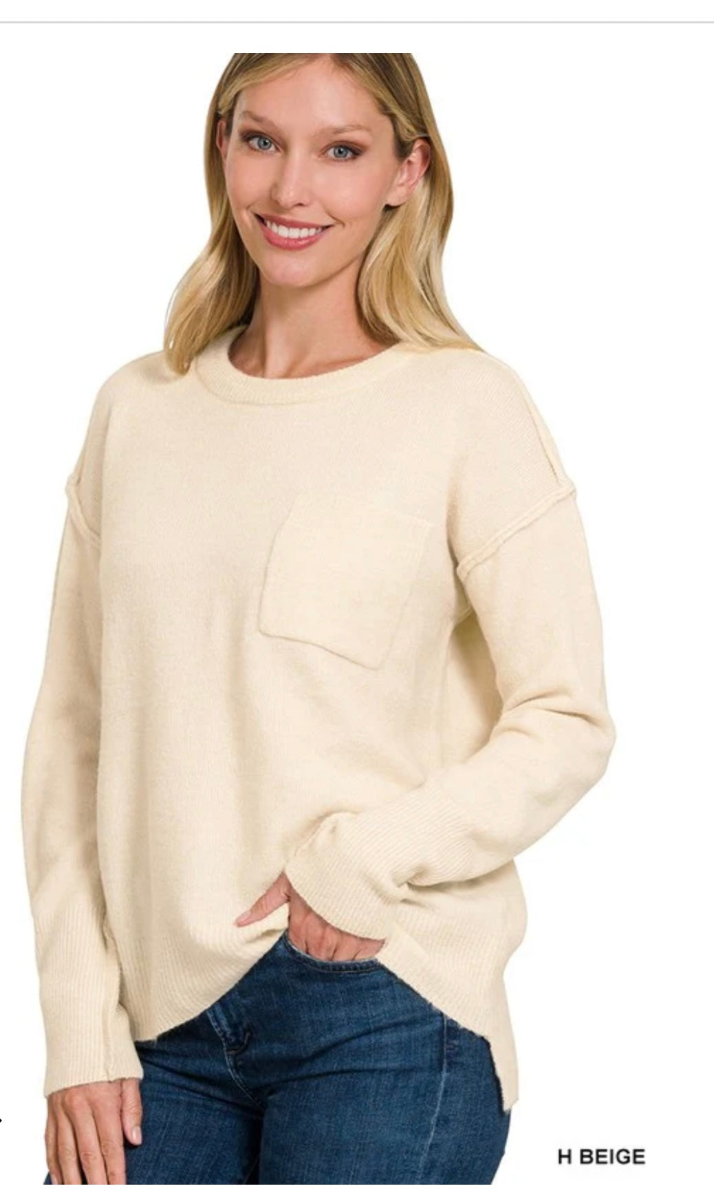 NIKKI PLUS MELANGE HI-LOW HEM POCKET SWEATER