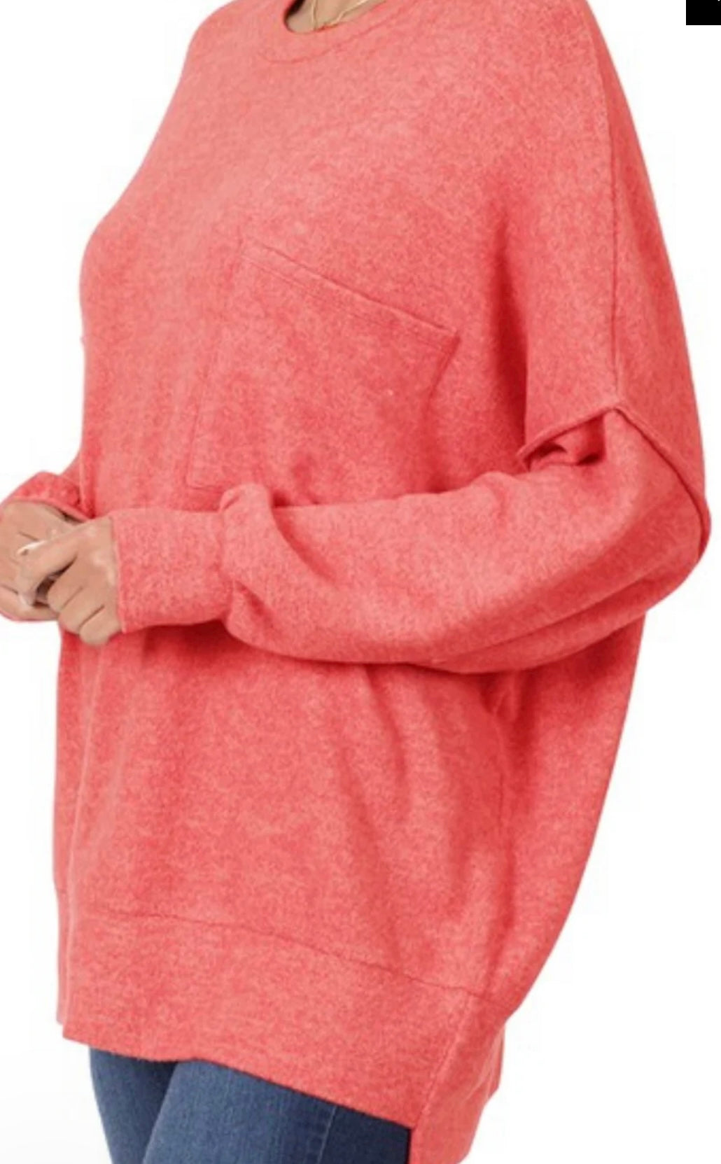 MILLIE PLUS BRUSHED MELANGE DROP SHOULDER SWEATER
