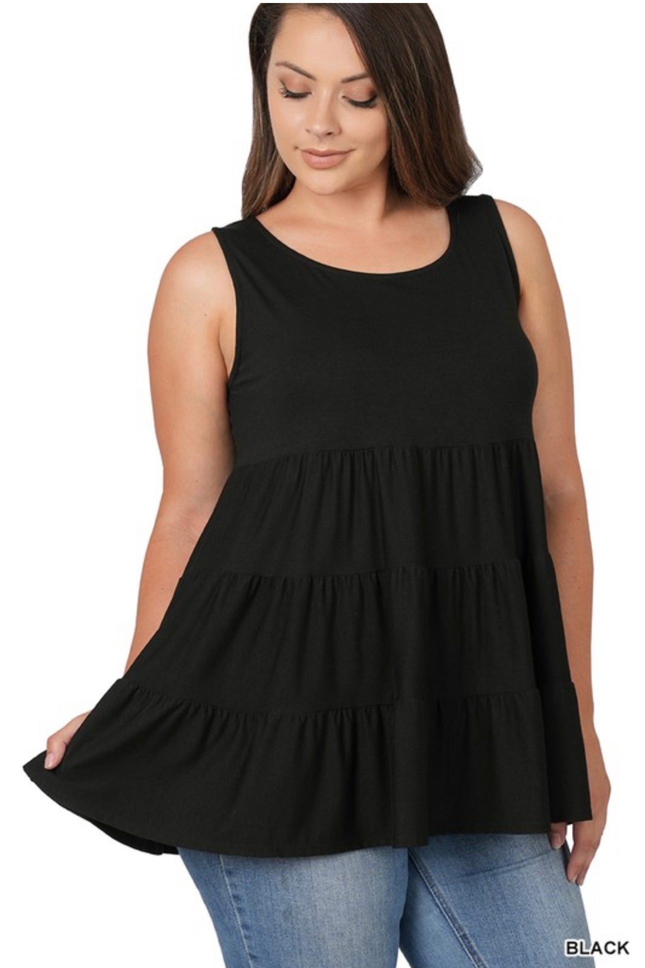 REBA Plus Tiered Ruffle Tunic Tank
