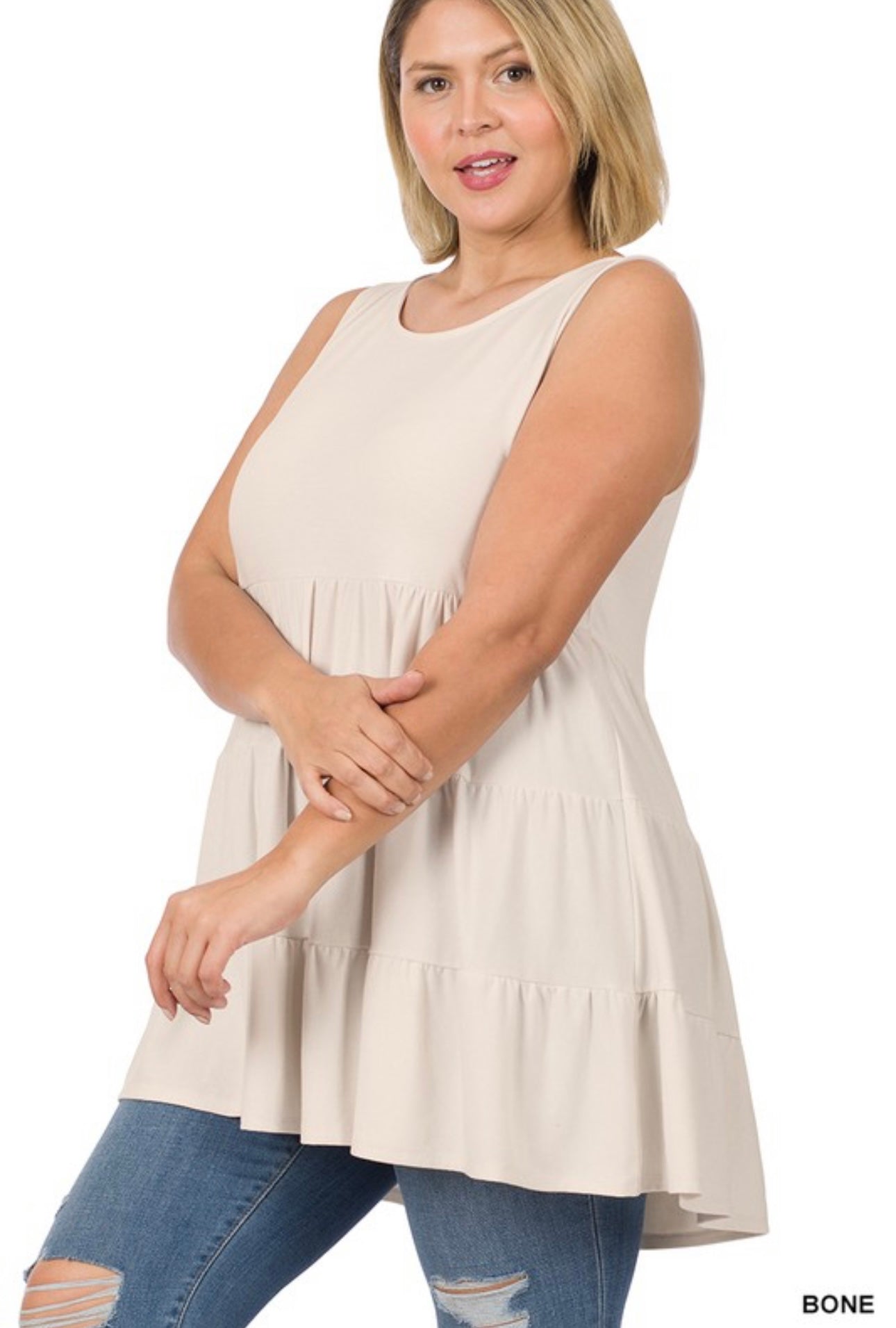 REBA Plus Tiered Ruffle Tunic Tank