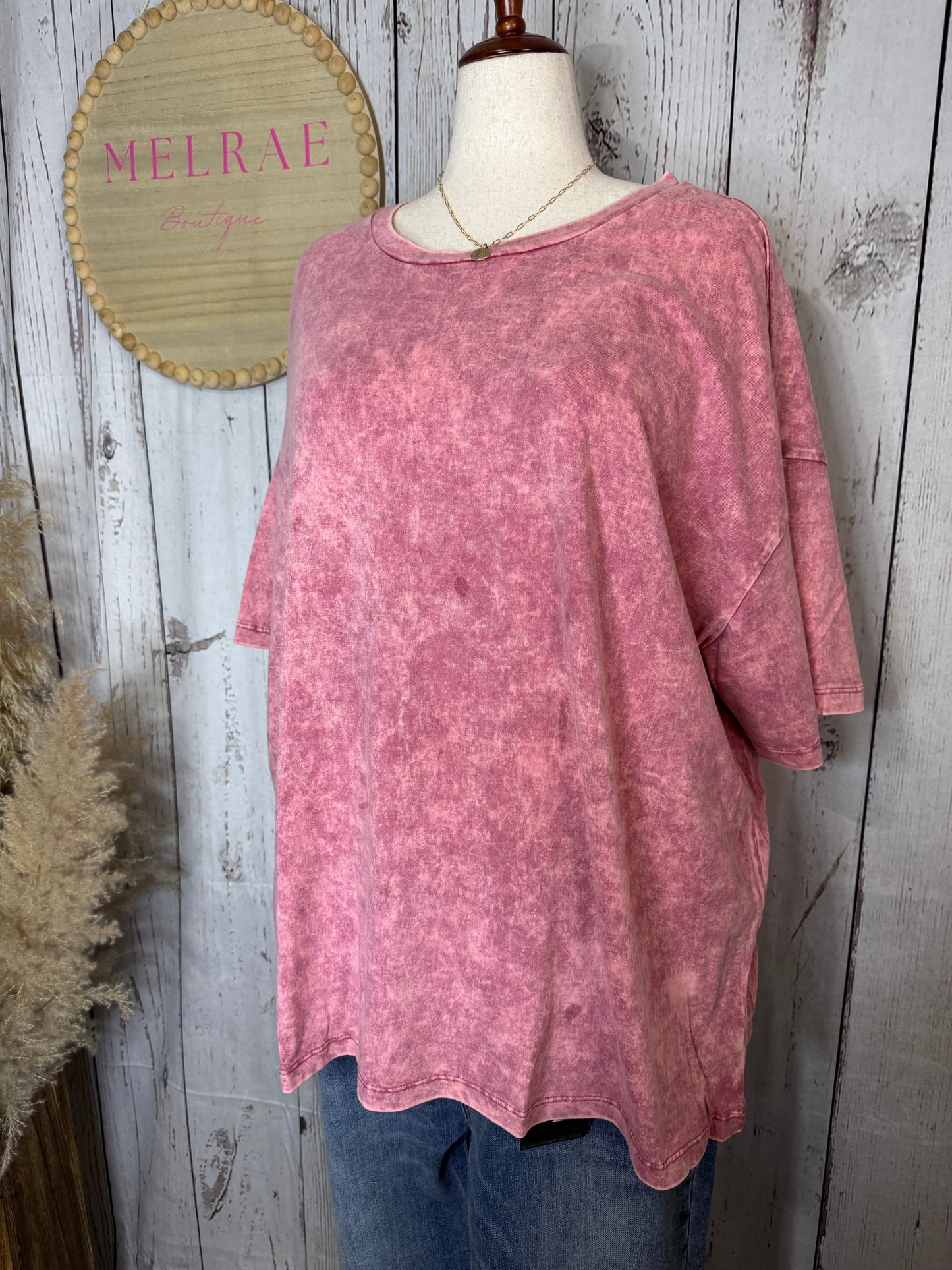 BONNIE PLUS ACID WASH COTTON BOYFRIEND BOX TEE