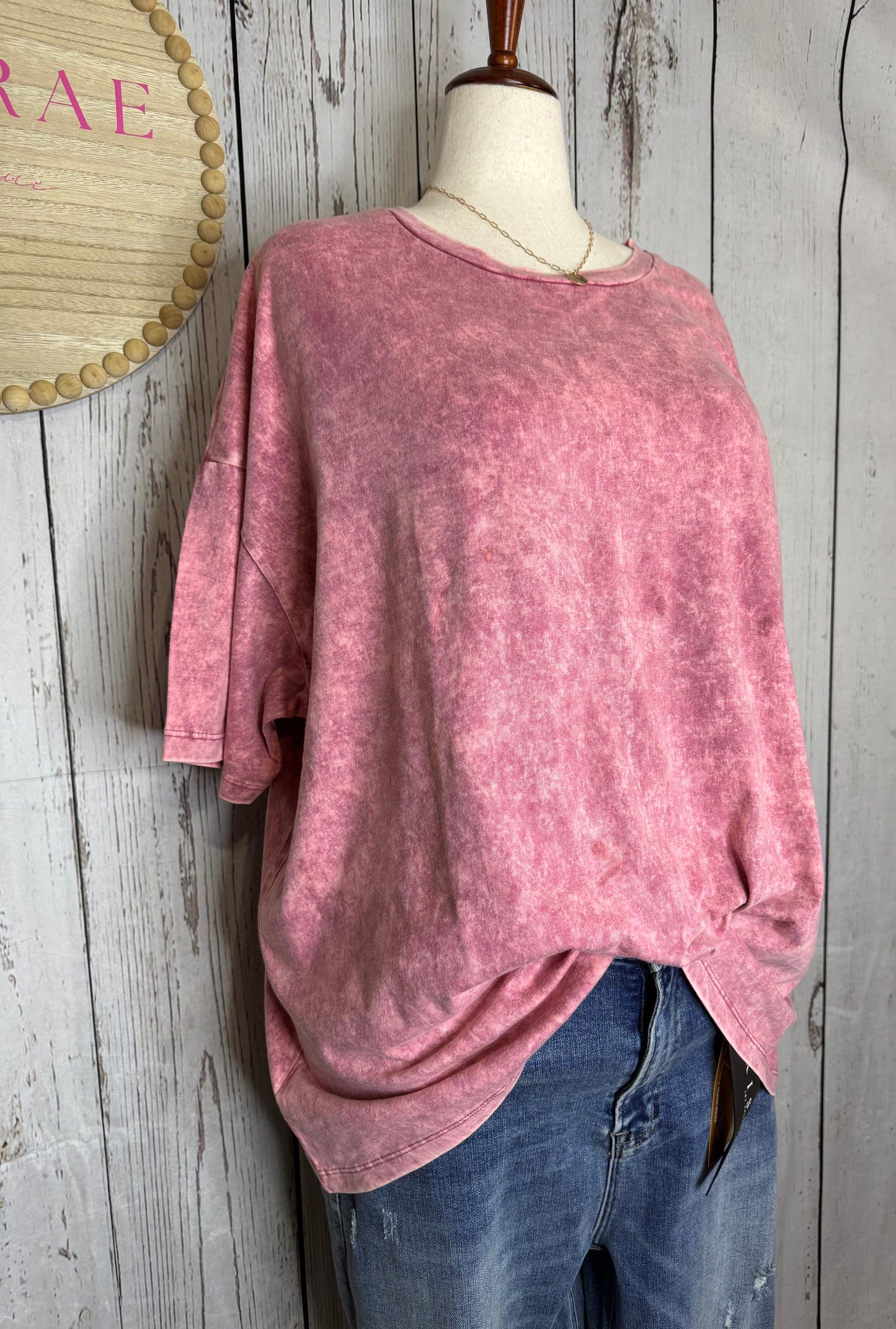 BONNIE PLUS ACID WASH COTTON BOYFRIEND BOX TEE