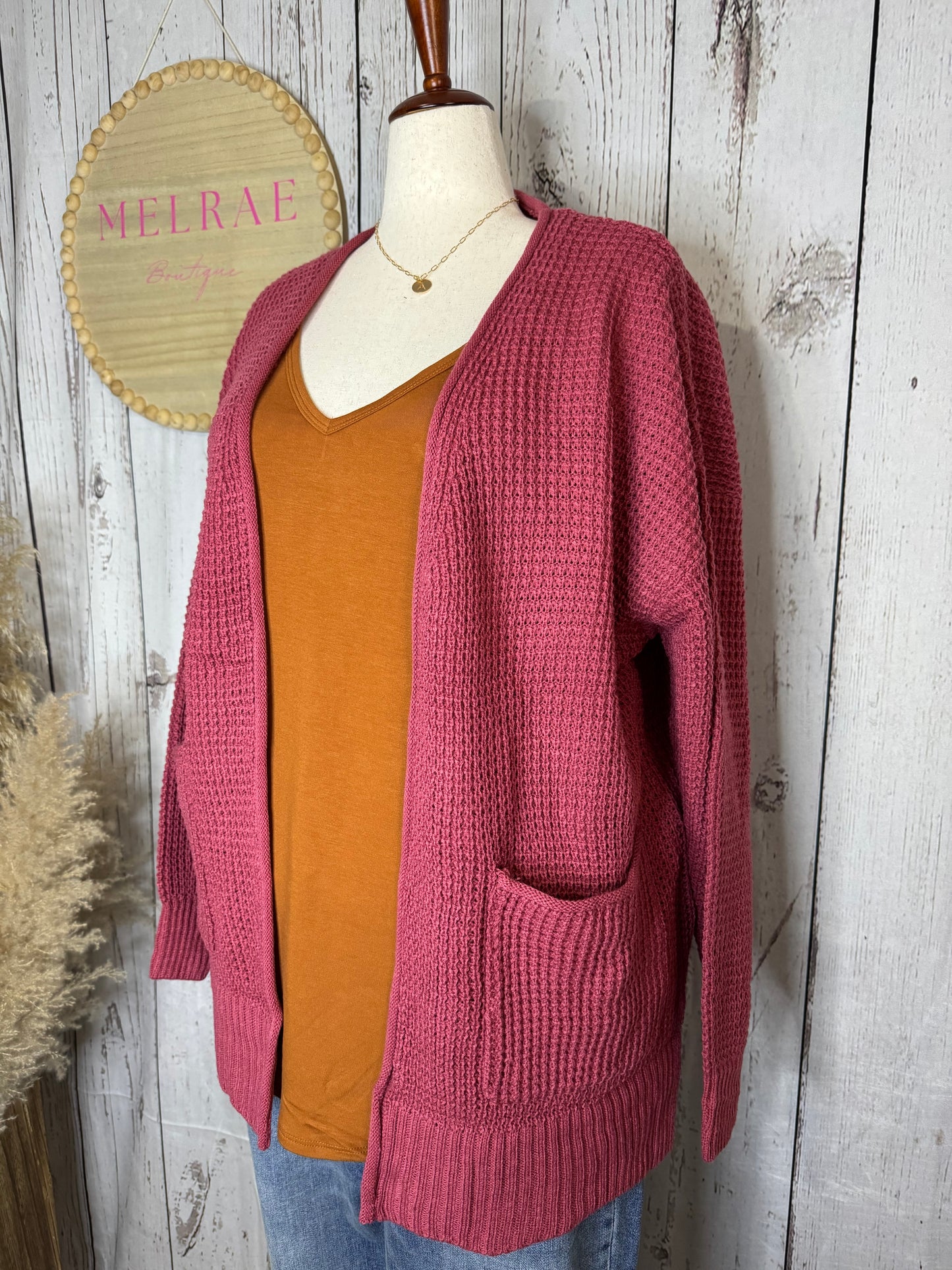 ROSE Plus Waffle Cardigan