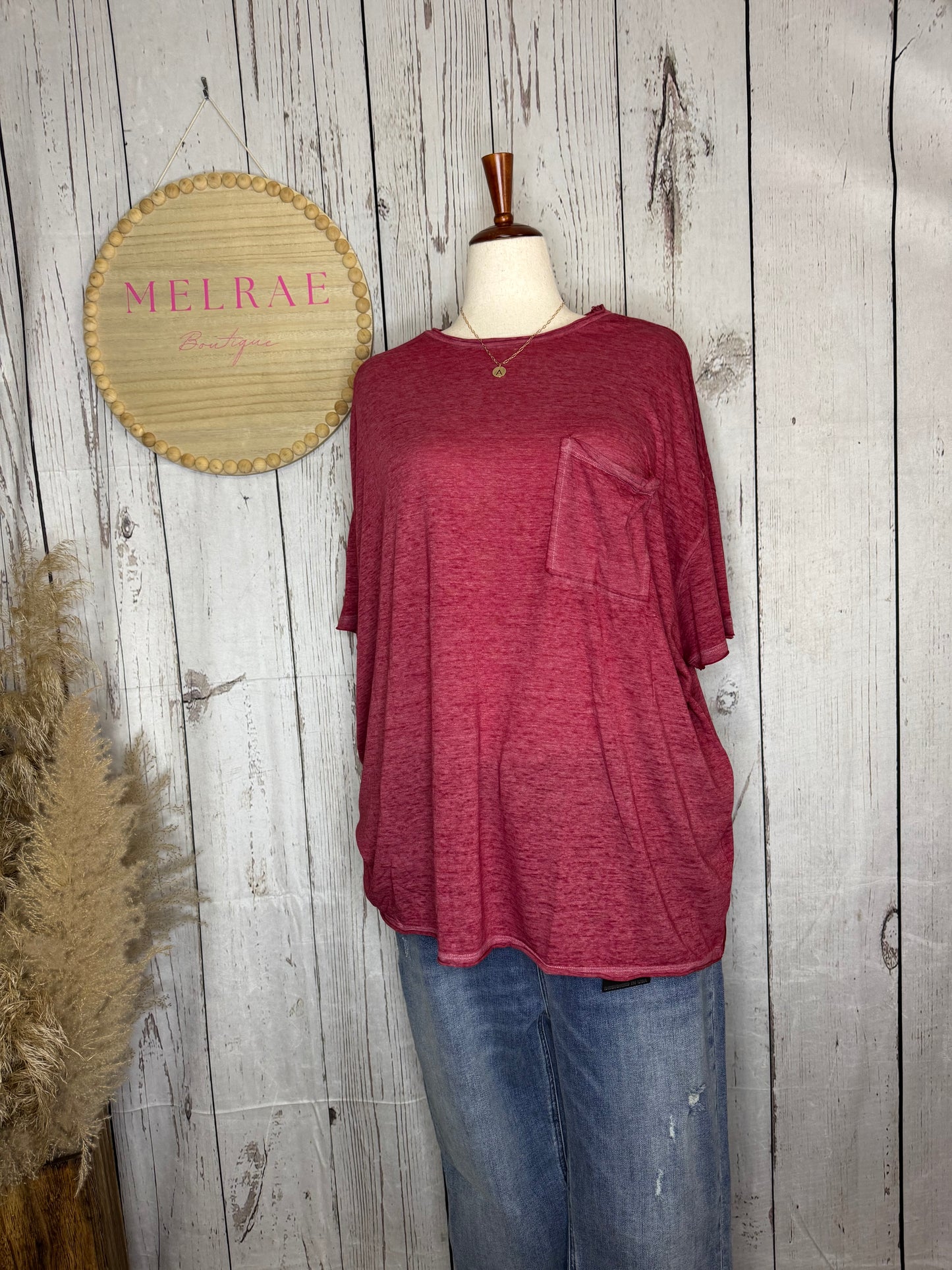 BROOKE Plus Oversized Melange Burnout Raw Edge Tee