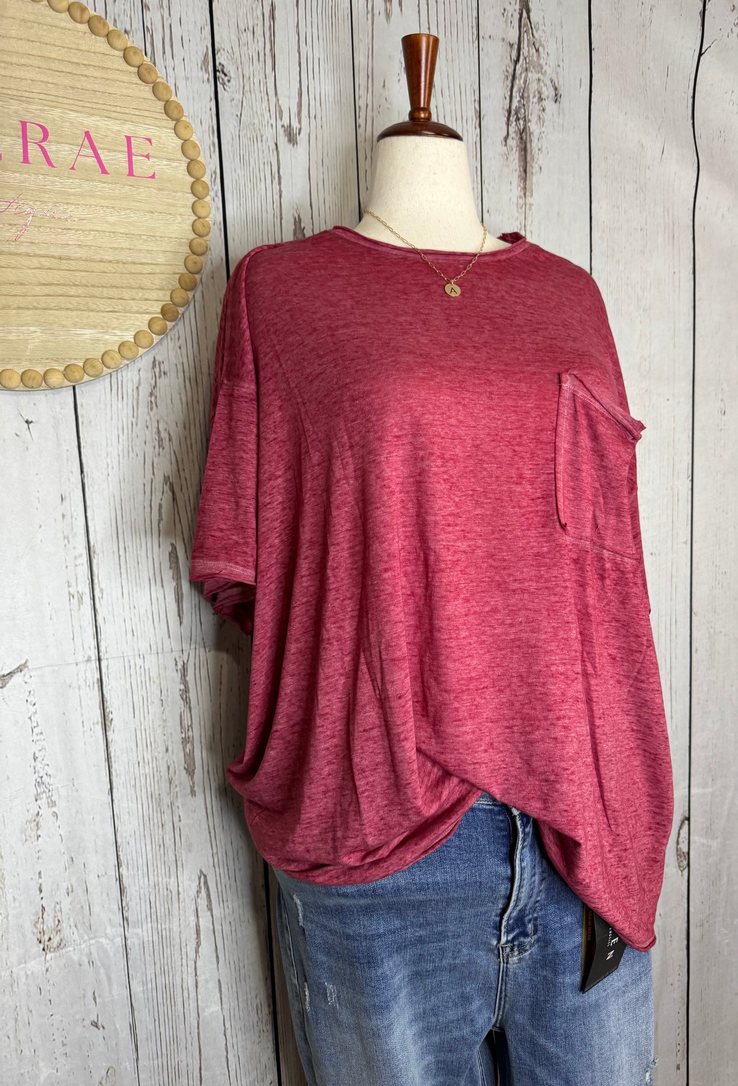 BROOKE Plus Oversized Melange Burnout Raw Edge Tee