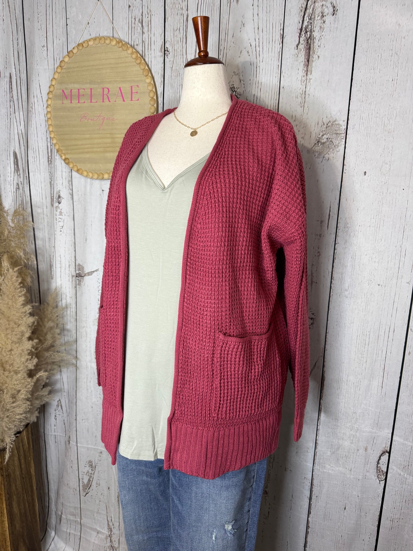 ROSE Plus Waffle Cardigan