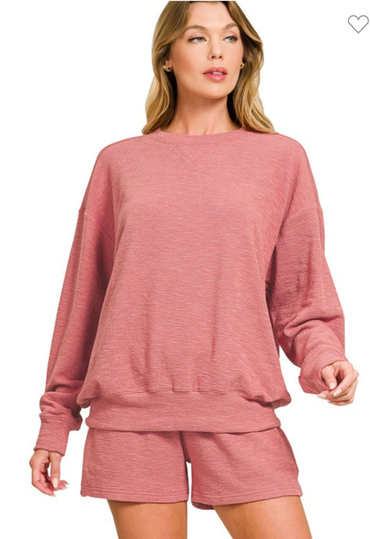 Paisley Slub Pullover 2pc Shorts Set