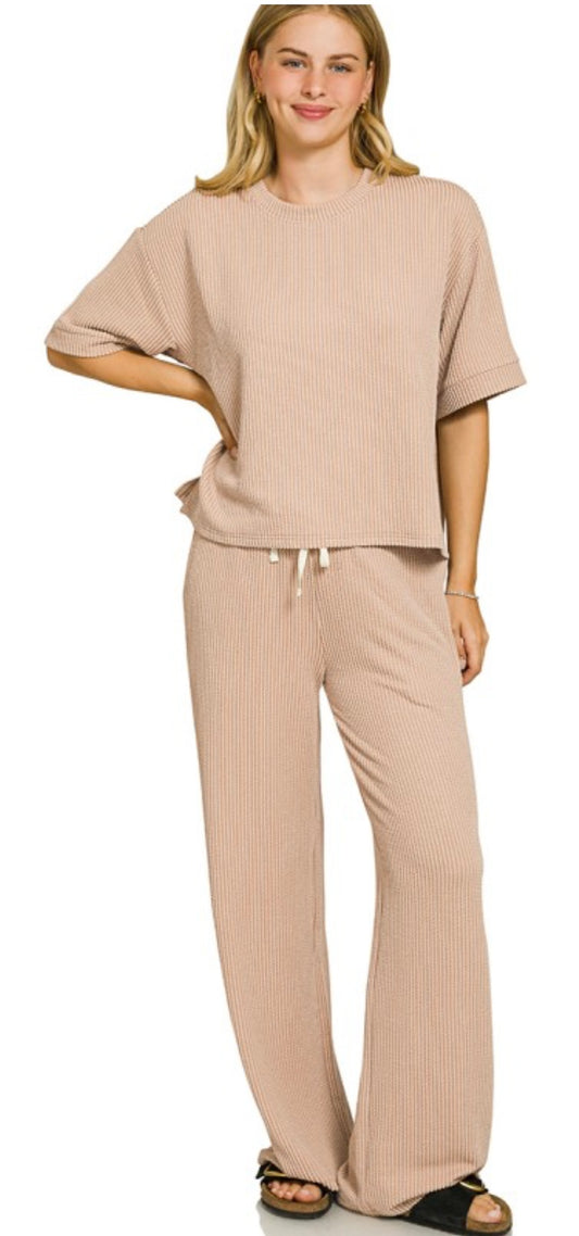 Kimmie Ribbed Tee and Pant Set